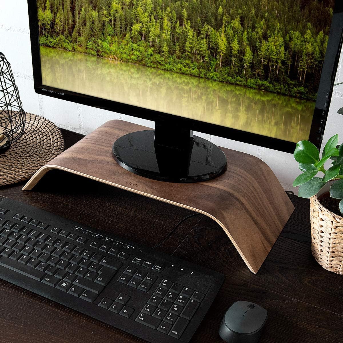 Monitorständer, Walnussholz Braun