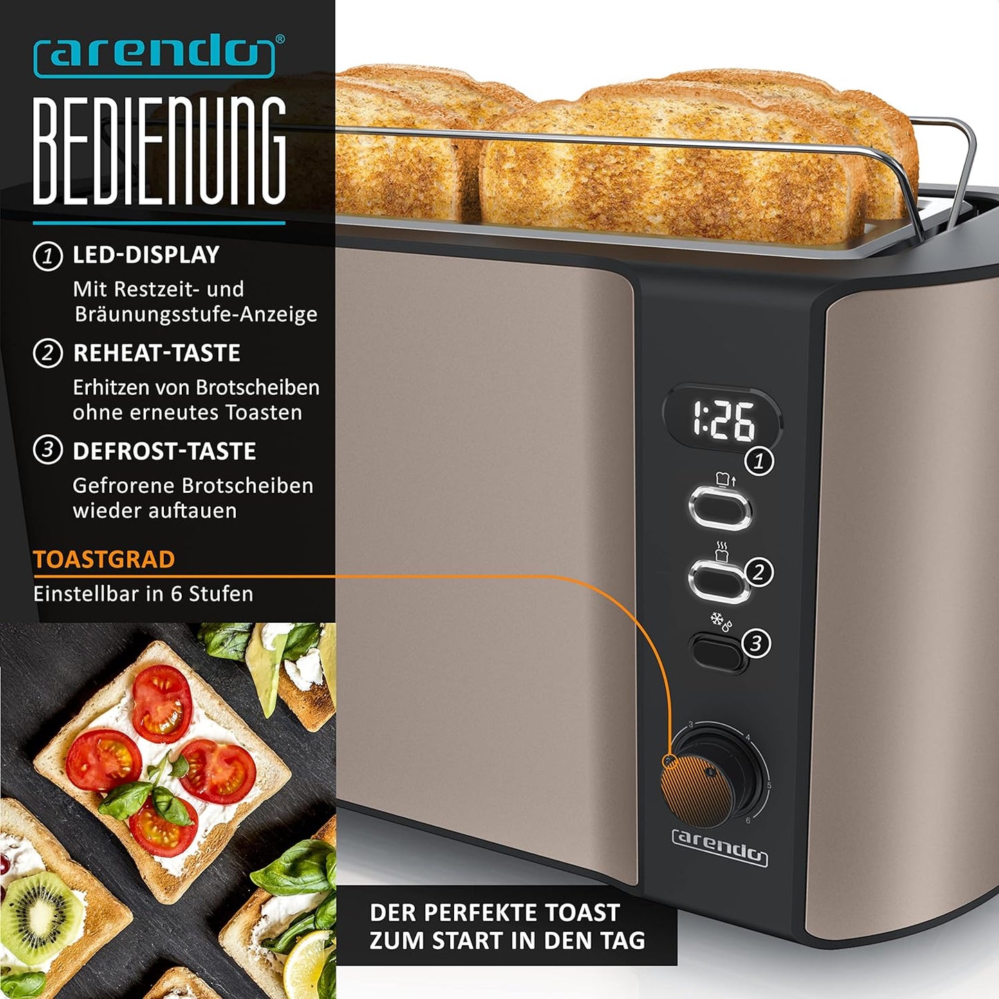 Wasserkocher ELEGANT mit Toaster FRUKOST, D: Beige