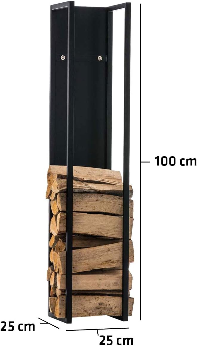 Kaminholzständer Spark, Schwarz-matt, 100cm
