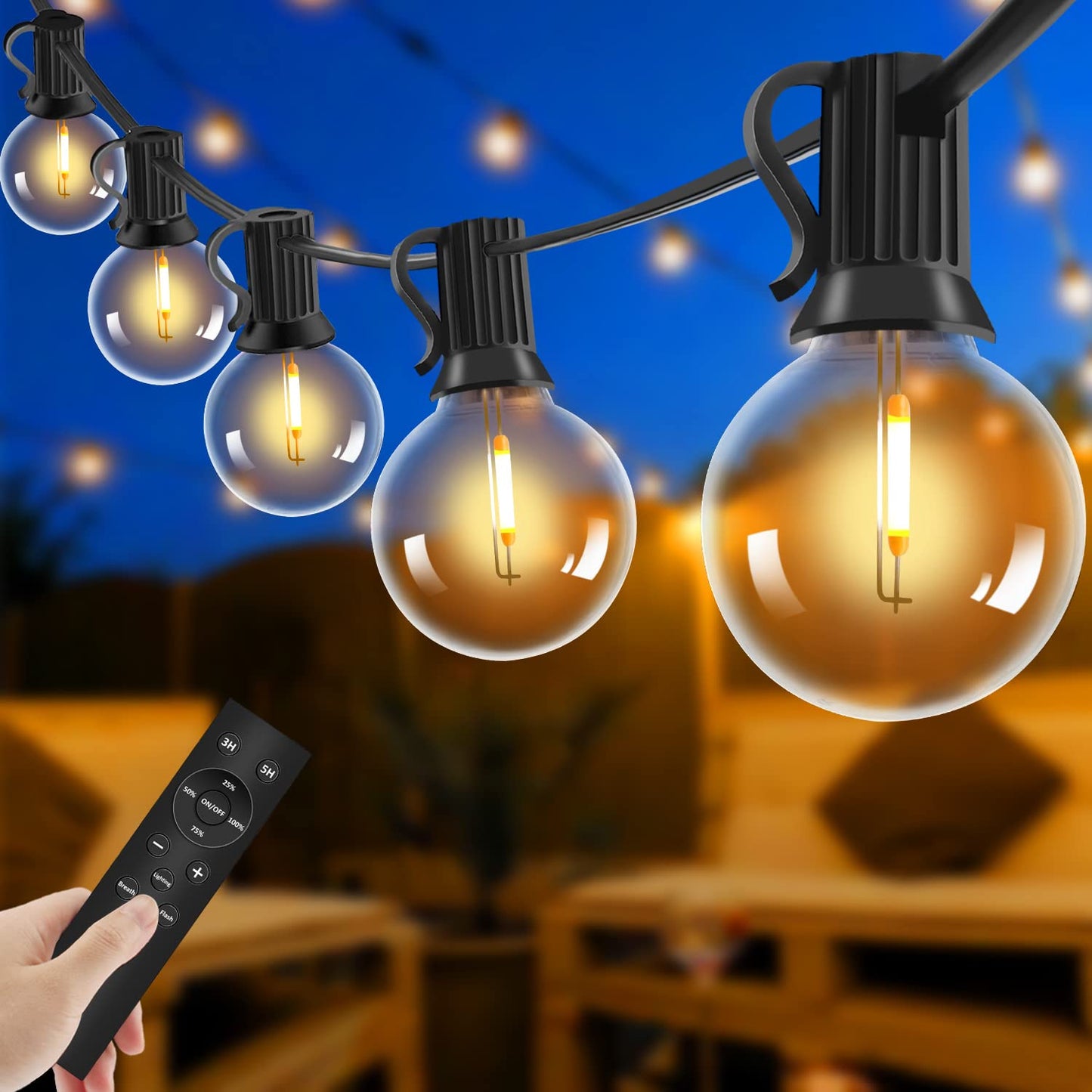 Dimmbare Lichterkette mit Fernbedienung, Grösse: G40_15M 25+2