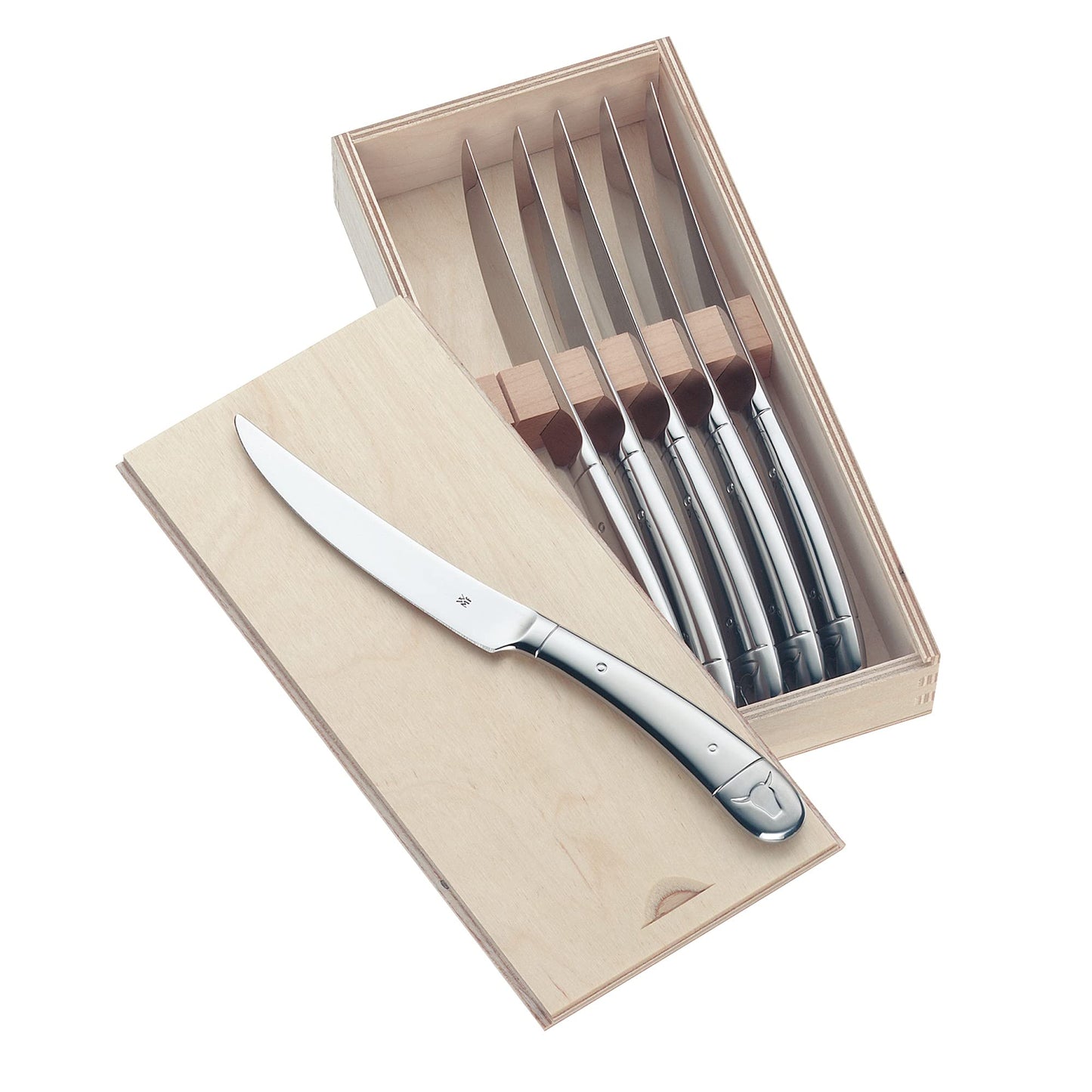 6-teiliges Steakmesser Set, Stil: mit Holzbox