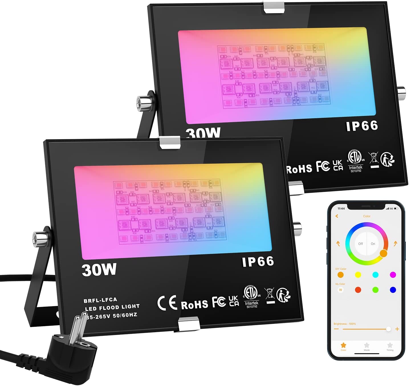 RGB LED Aussen-Strahler, Bluetooth 2 pack