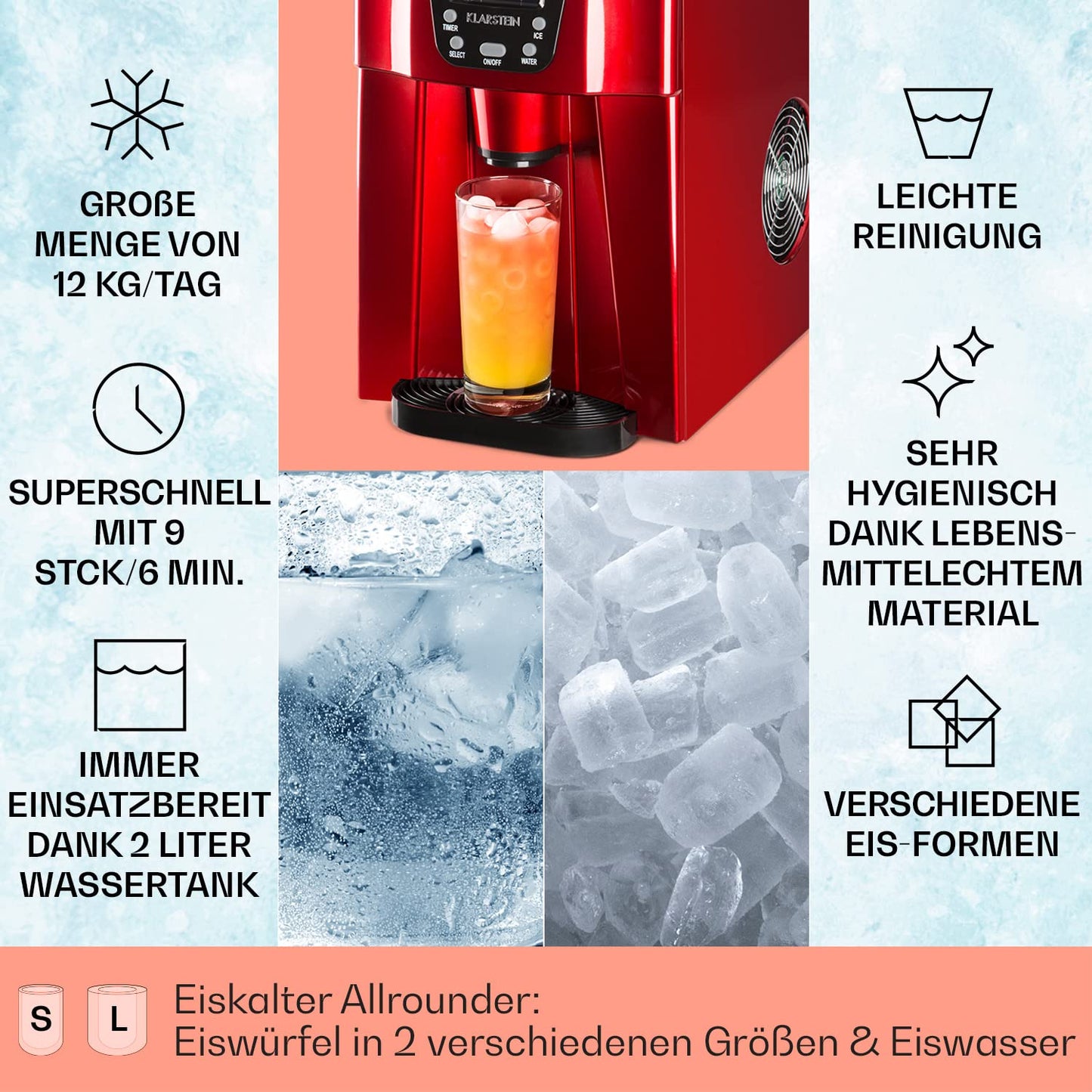 Eiswürfelmaschine, Farbe: Rot