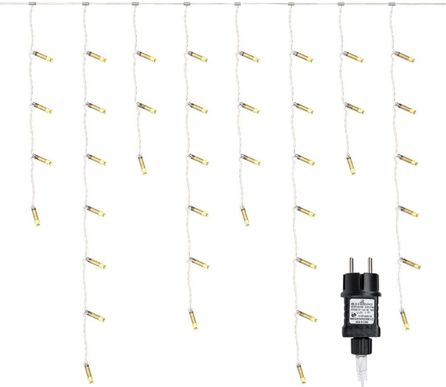 Eisregen Lichterkette, 200LED 5m Warmweiss