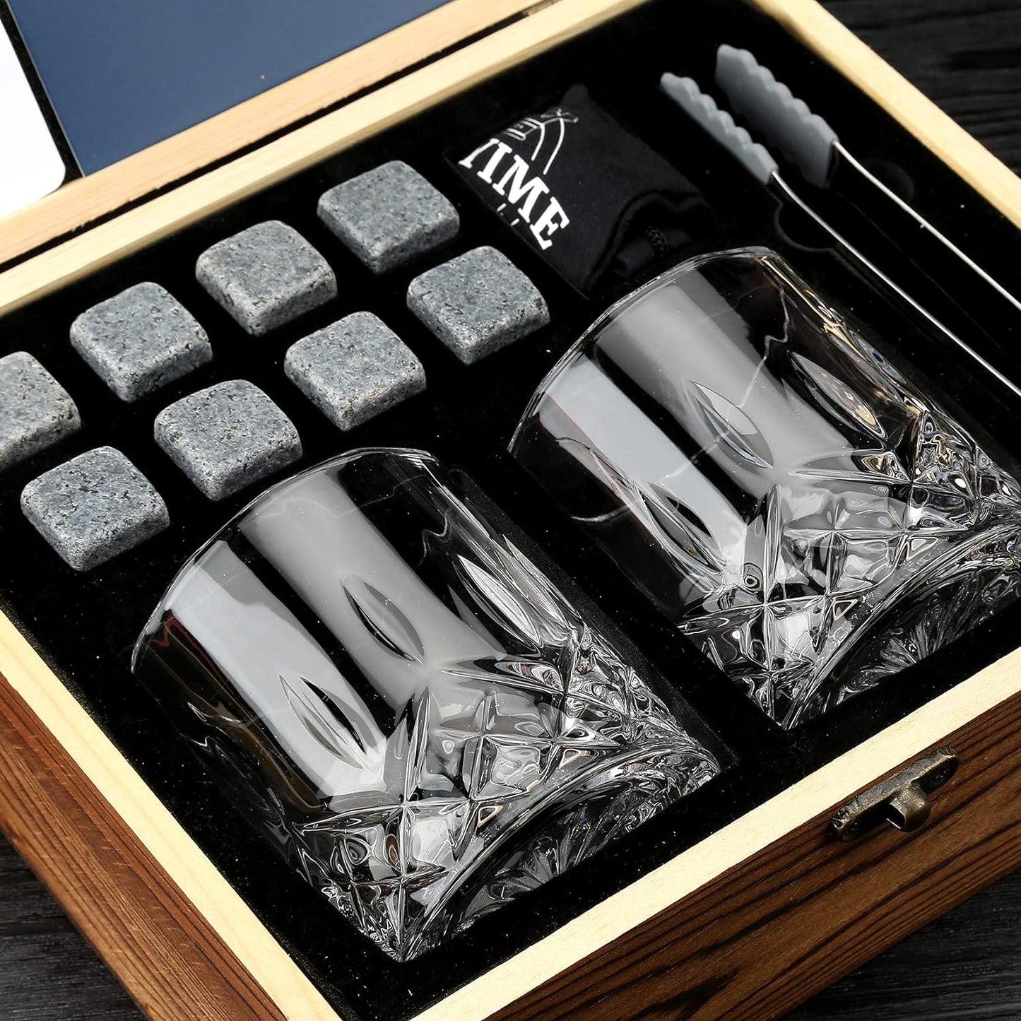 Whisky Steine Set, Round Glasses