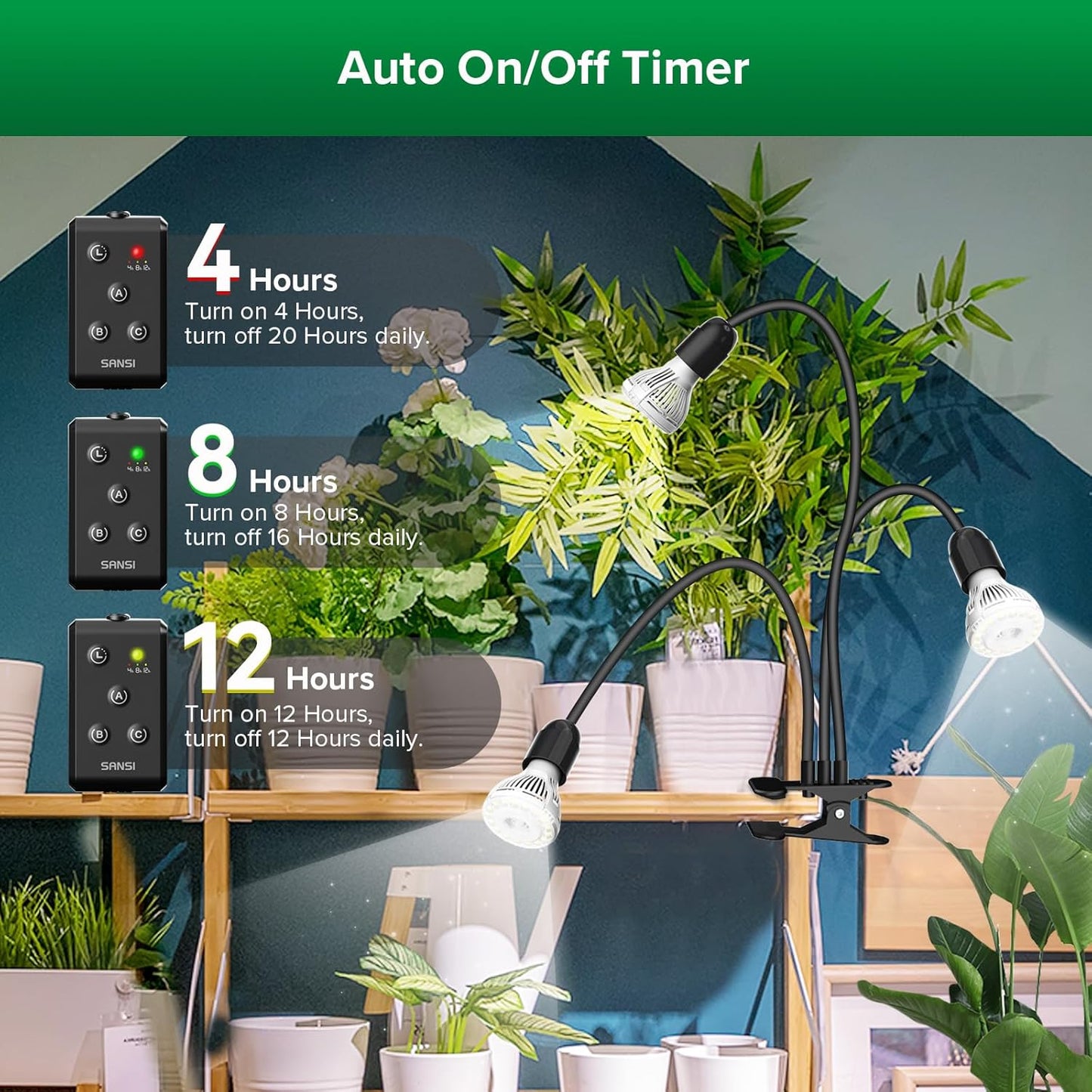 LED Pflanzenlampe mit Timer, 30W mit Timer