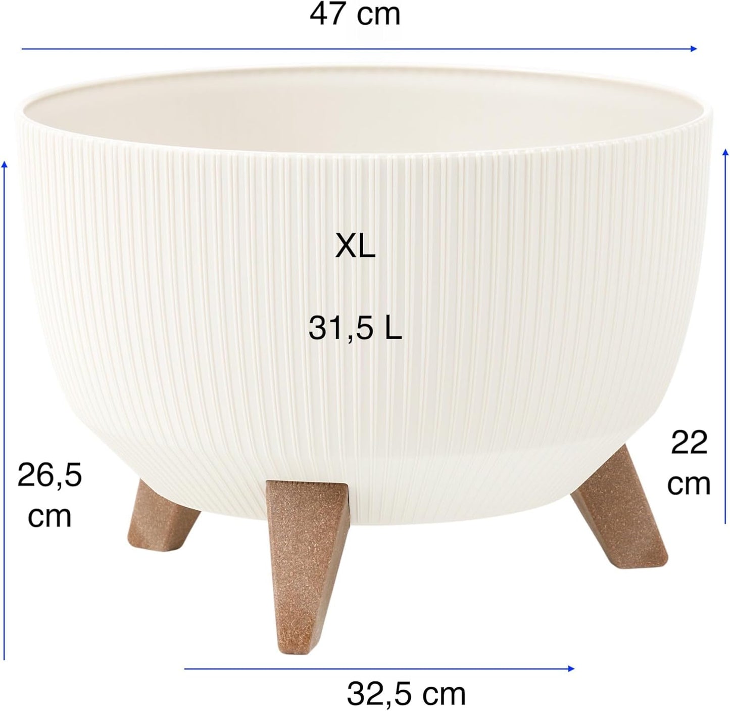 Blumentopf-Schale mit Füssen, Creme XL - 47 cm