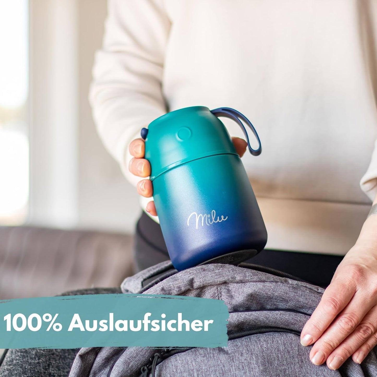 Thermobehälter für Essen, 800ml Edelstahl, Grün Blau 800 ml