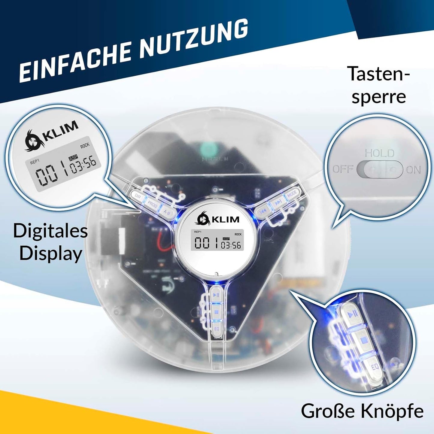 Discman mit Kopfhörer, Transparent