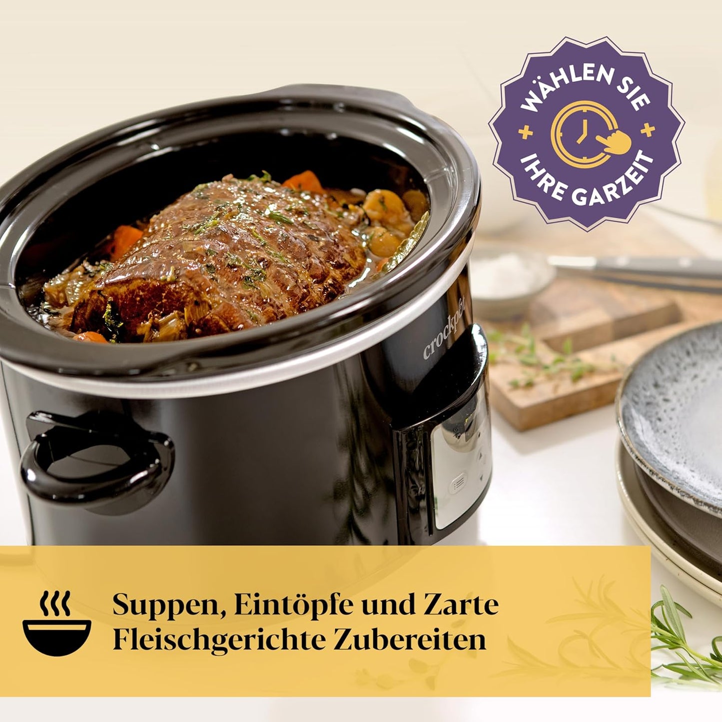 Schongarer mit Countdown-Timer, 3.5 Liter Schwarz