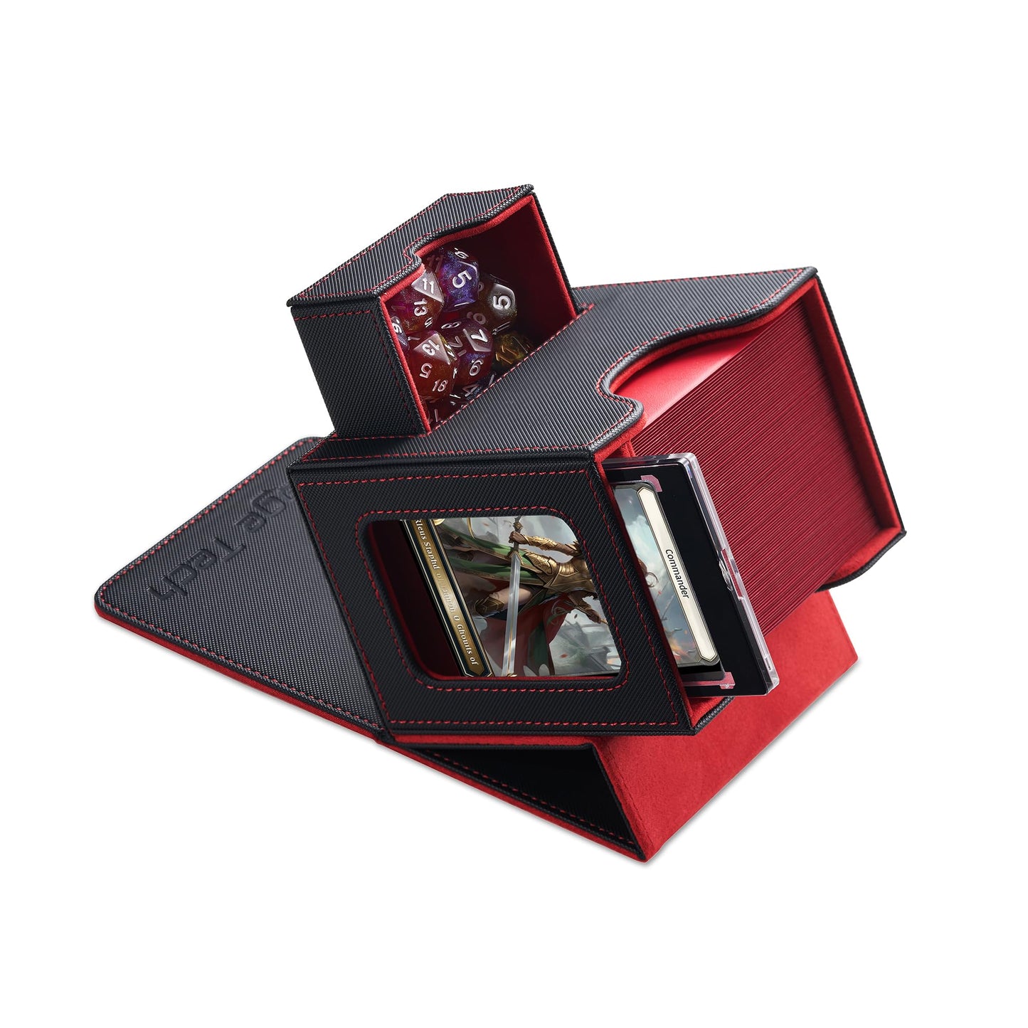 Commander Deck Box mit Würfelablage, 2. Ambition (Schwarz/Rot)