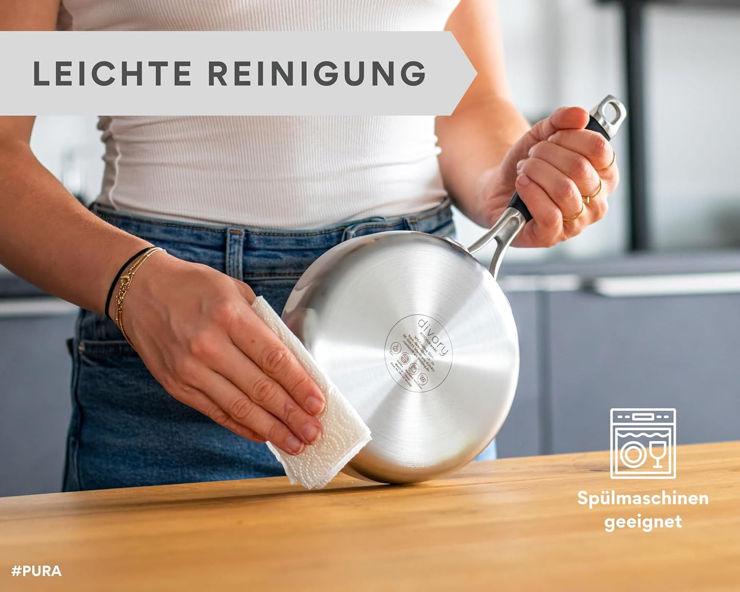Pura Bratpfanne unbeschichtet für Induktion, Pura 16 cm