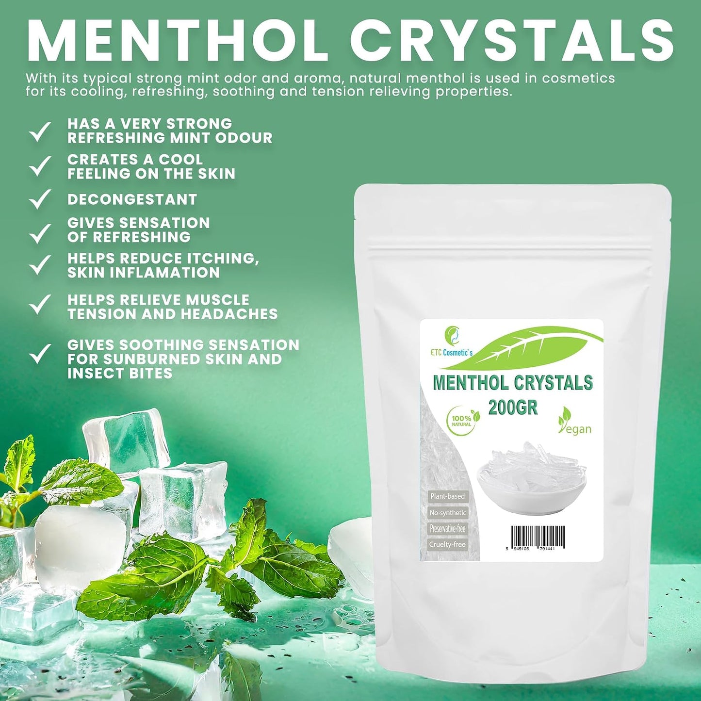 Mentholkristalle für Sauna & Kosmetik, 200 g, 200 g (1er Pack)