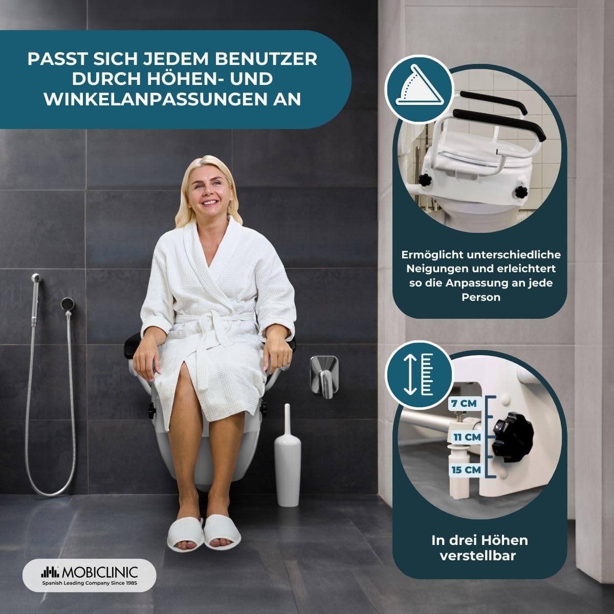 Toilettensitzerhöhung mit klappbaren Armlehnen