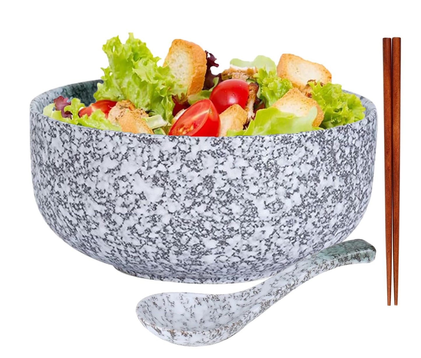Keramik Ramen-Schüssel-Set mit Löffel & Stäbchen, Smaragdgrün