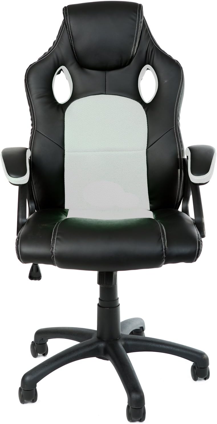 Ergonomischer Gaming-Schreibtischstuhl mit Wippmechanik, Weiß
