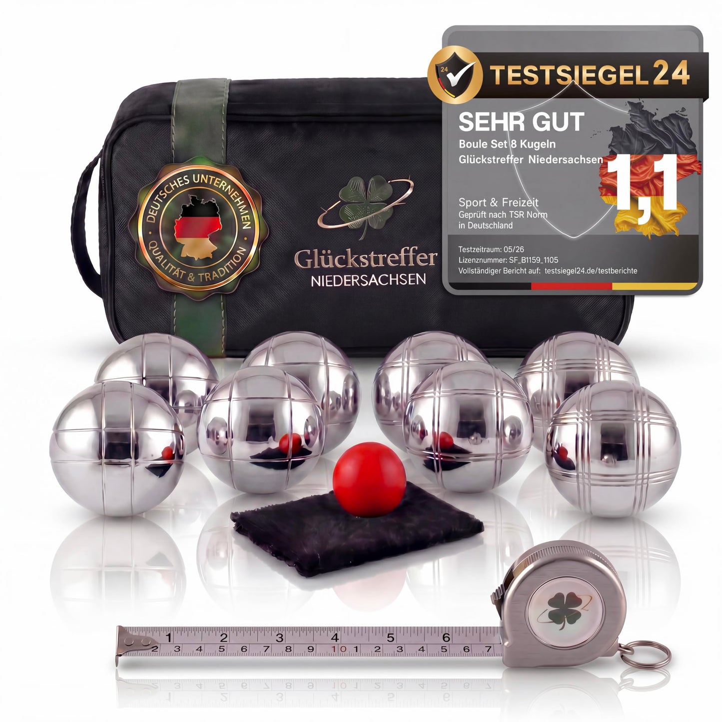 Boule-Set mit 8 Boccia-Kugeln und Zubehör