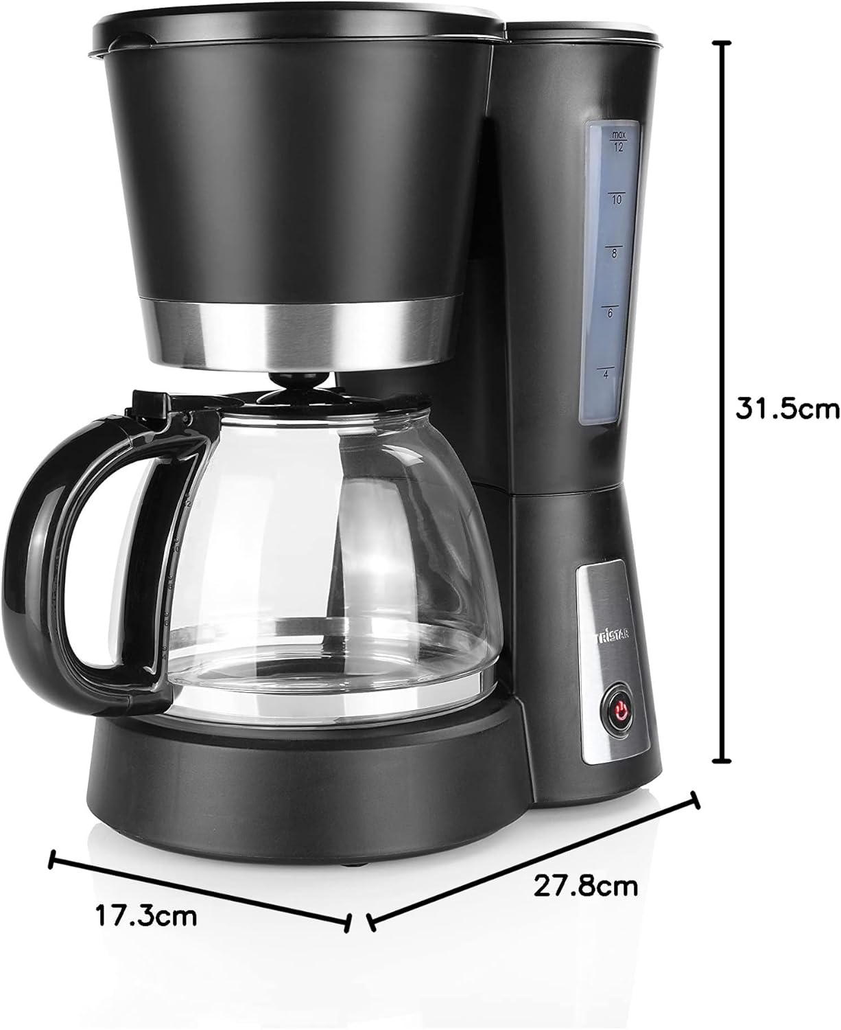 CM-1236 Kaffeeautomat mit Warmhaltefunktion (12 Tassen), 12 Tassen Glaskanne