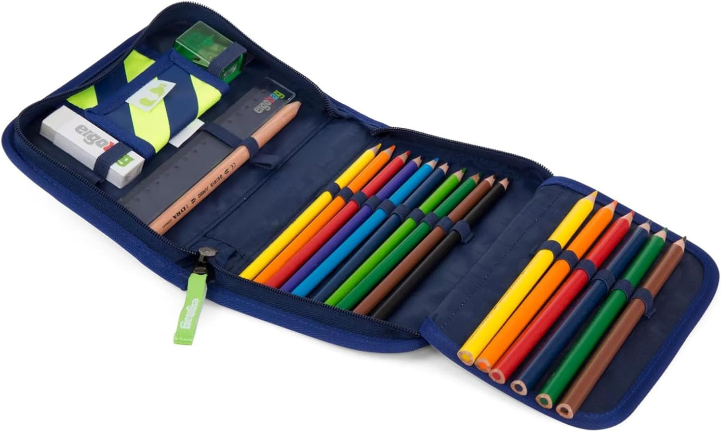 22-teiliges Federmäppchen-Set mit Buntstiften, one_size Voltibär - Petrol