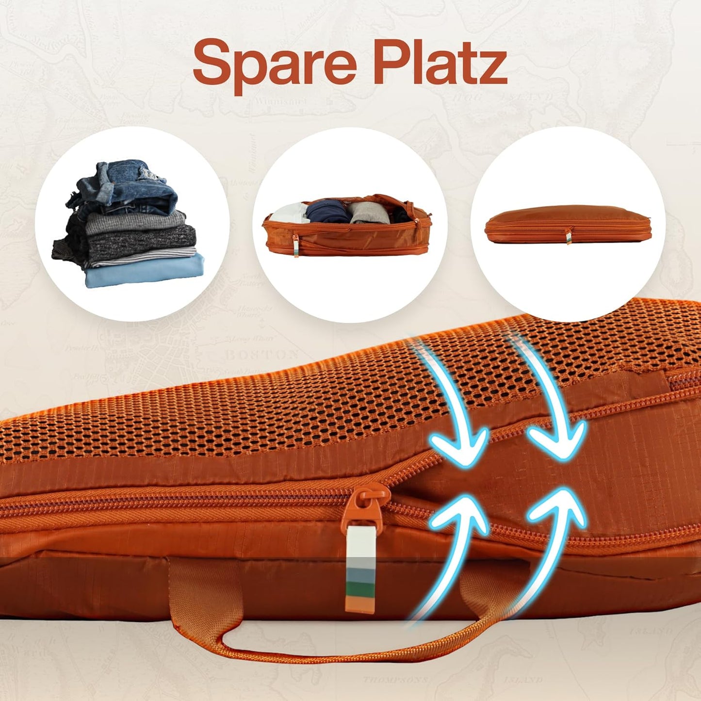 4-teiliges Packwürfel-Set, 4-teiliges Set Burnt Orange