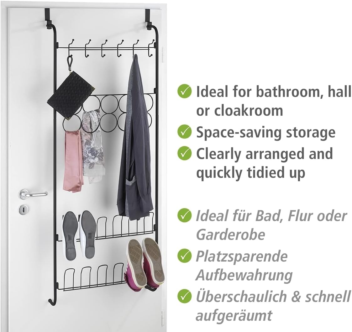 Tür-Organizer zum Einhängen, Schwarz/Grau 59 x 150,5 x 18,5 cm