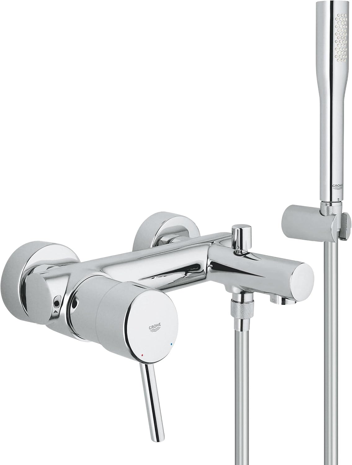 Concetto-Einhand-Wannenbatterie, Wannenarmatur mit Brausegarnitur