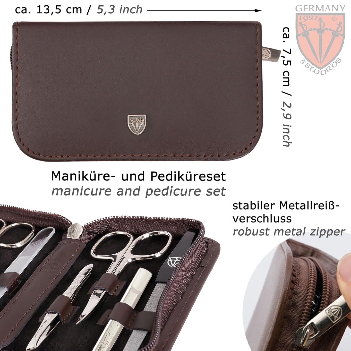 8-teiliges Maniküre-Set 'Roma', BRAUN-ECHTLEDER