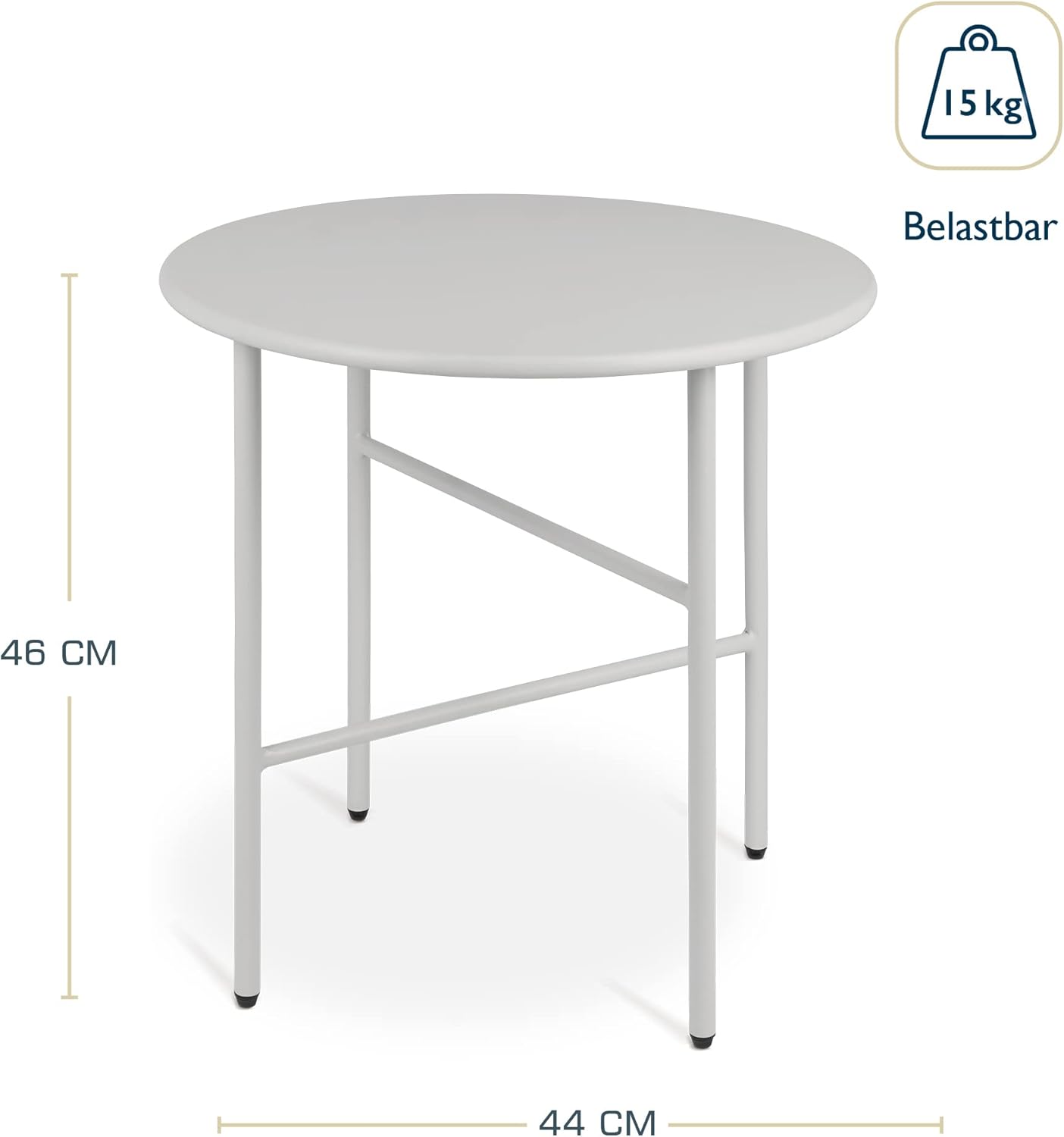 Runder Beistelltisch, Tischplatte: Ø 44cm - Höhe: 46cm Hellgrau