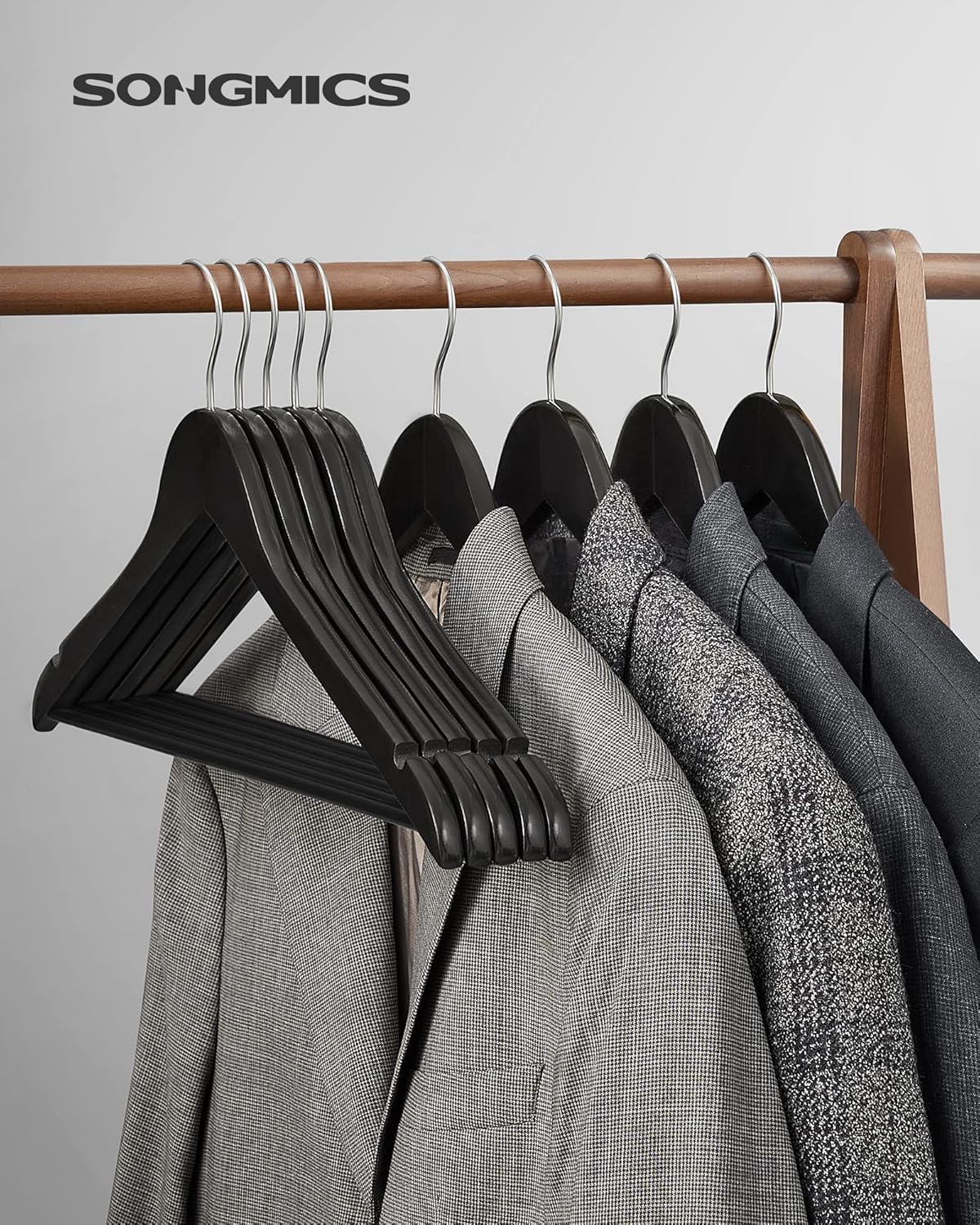 Kleiderbügel Set mit Drehhaken, CRW02B-80, Schwarz + Silbern 80 Stück