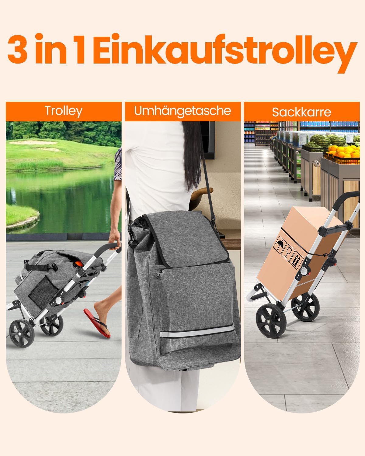 Einkaufstrolley mit Kühlfunktion, Dunkelgrau Standard