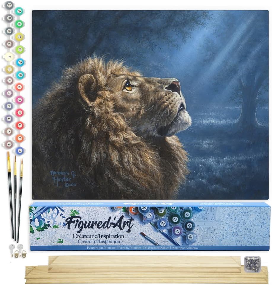 Malen Nach Zahlen Set Mondlicht Löwe, Mondlicht Löwe 40x50cm Mit Keilrahmen (nicht gespannt)