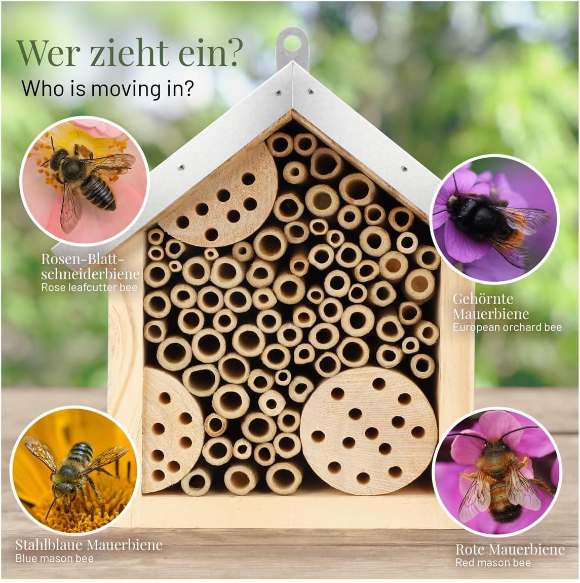 Bienenhotel, Bienenhotel mit Metalldach