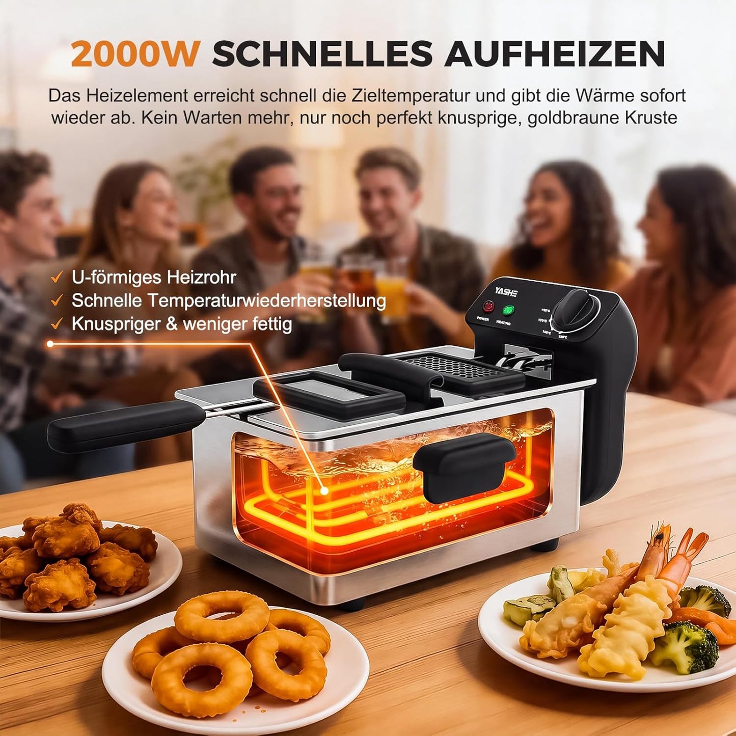 Elektrische Fritteuse mit Sichtfenster