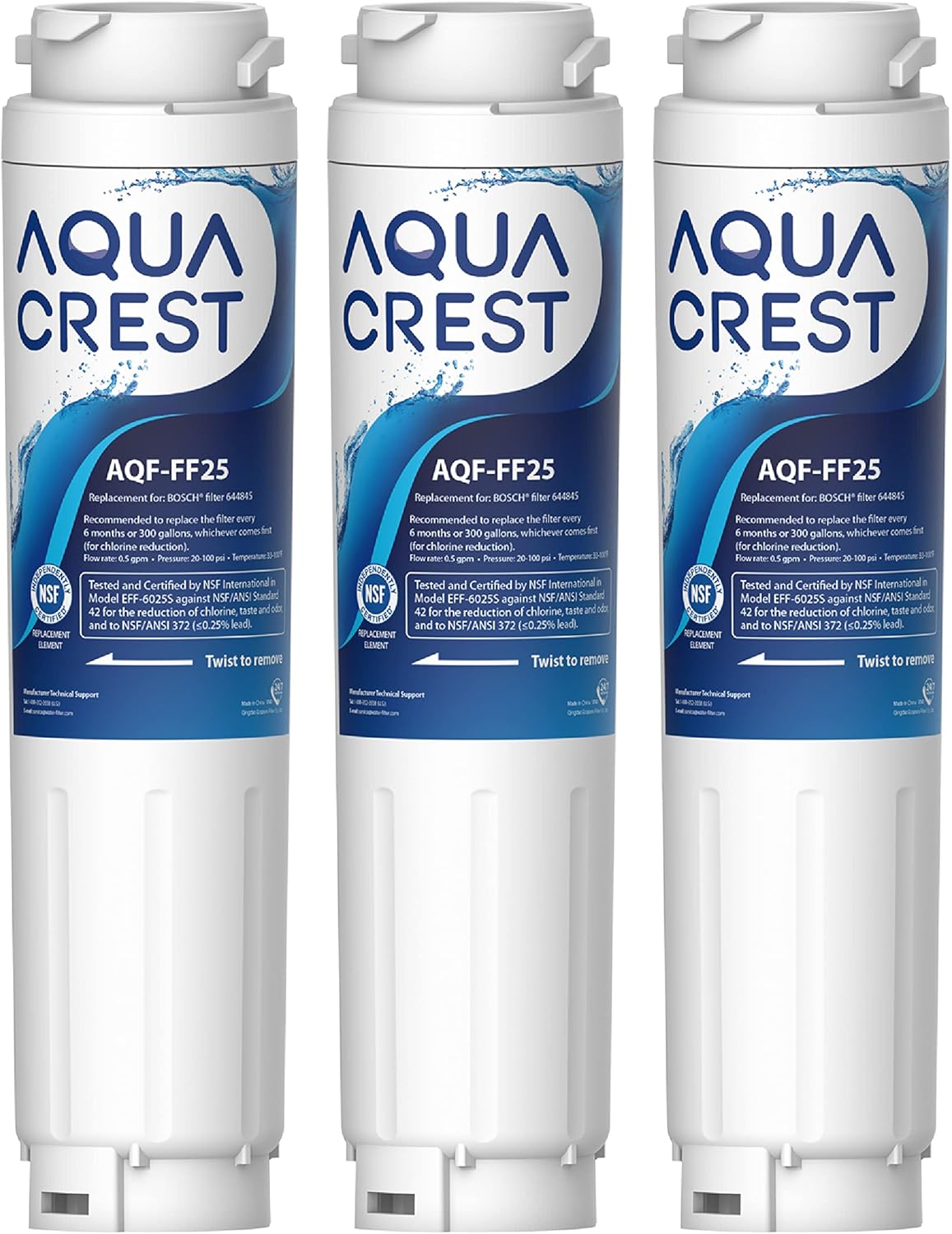 3er Set Wasserfilter AQF-FF25 für Kühlschrank