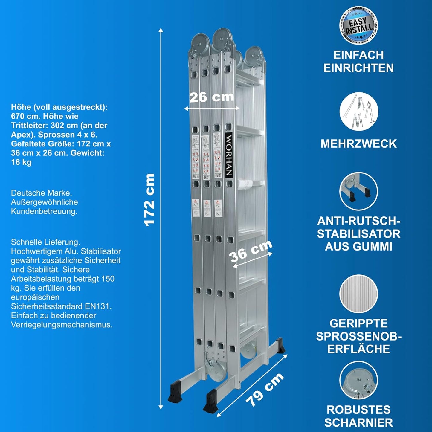 Mehrzweckleiter Aluminium 6,7m, 6,7m