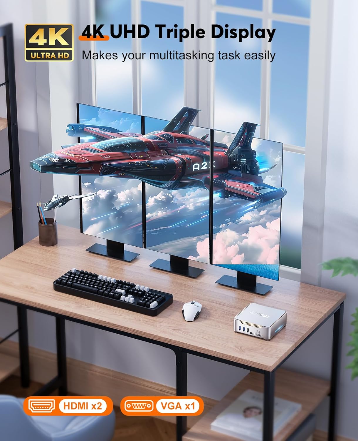 GK3 Plus Mini PC mit Intel Alder Lake-N97 und 4K Triple Display, CPU-N97/ 8GB RAM+256GB ROM