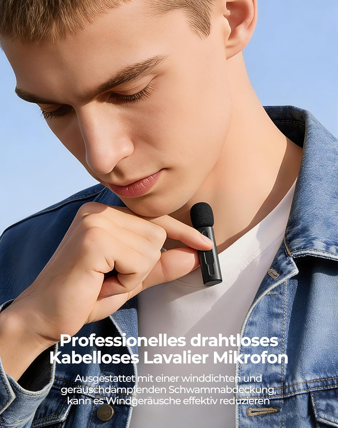 Lavalier-Mikrofon mit KI-Tonverbesserung, Schwarz