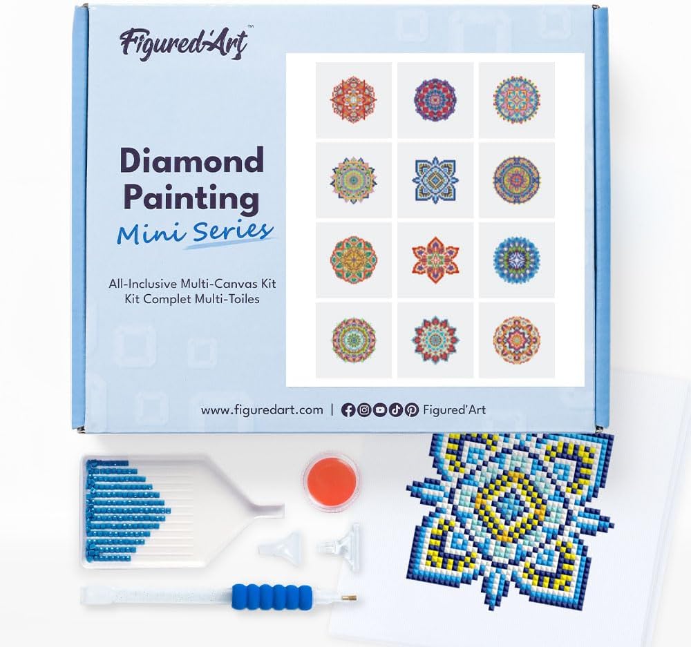Mini Serie Diamond Painting Set mit 12 Stück, Mandalas PROBLEMYOUMUSTCHECK
