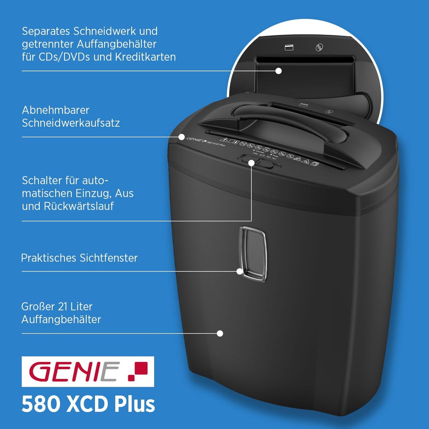 Aktenvernichter 580 XCD Plus, Schwarz plus|Single