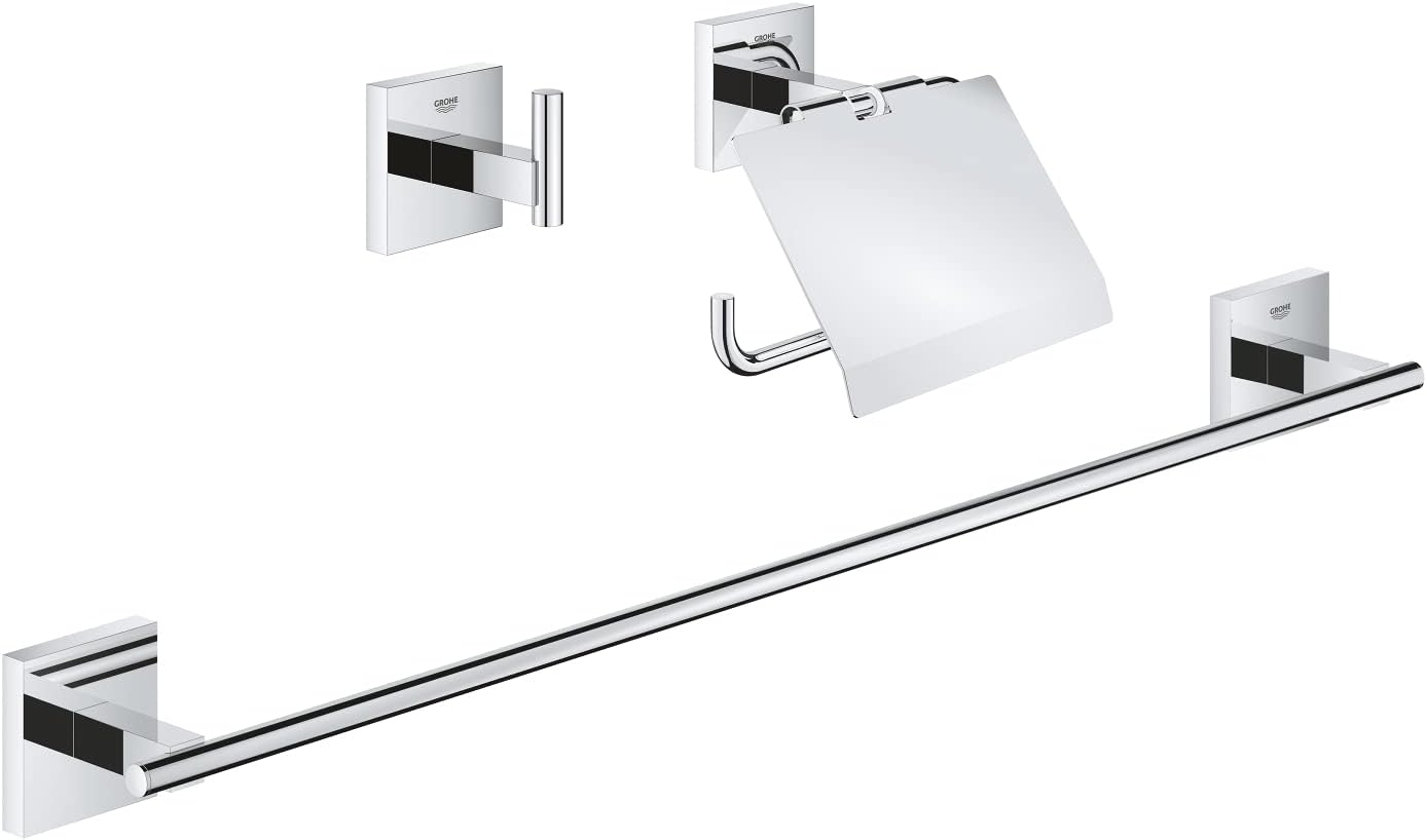 3-in-1 Bad-Set Start Cube QuickFix, ohne Kleber Chrom