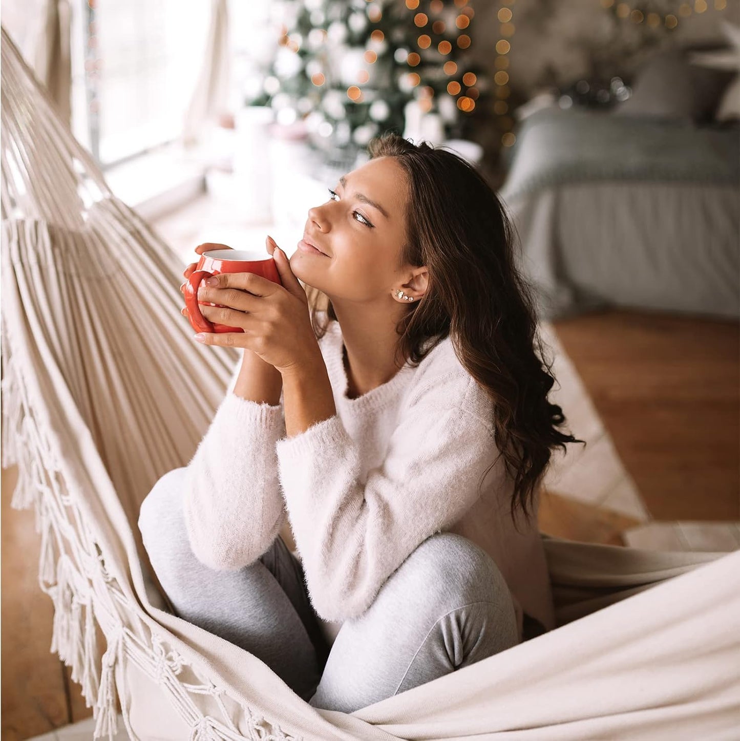 Boho Hängematte für 2 Personen, Beige