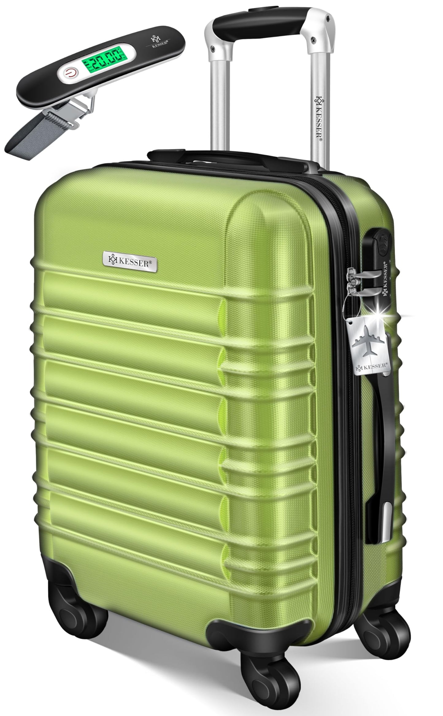 Handgepäck Trolley-Koffer 55L mit Zubehör, Handgepäck 55cm - 55L Hellgrün
