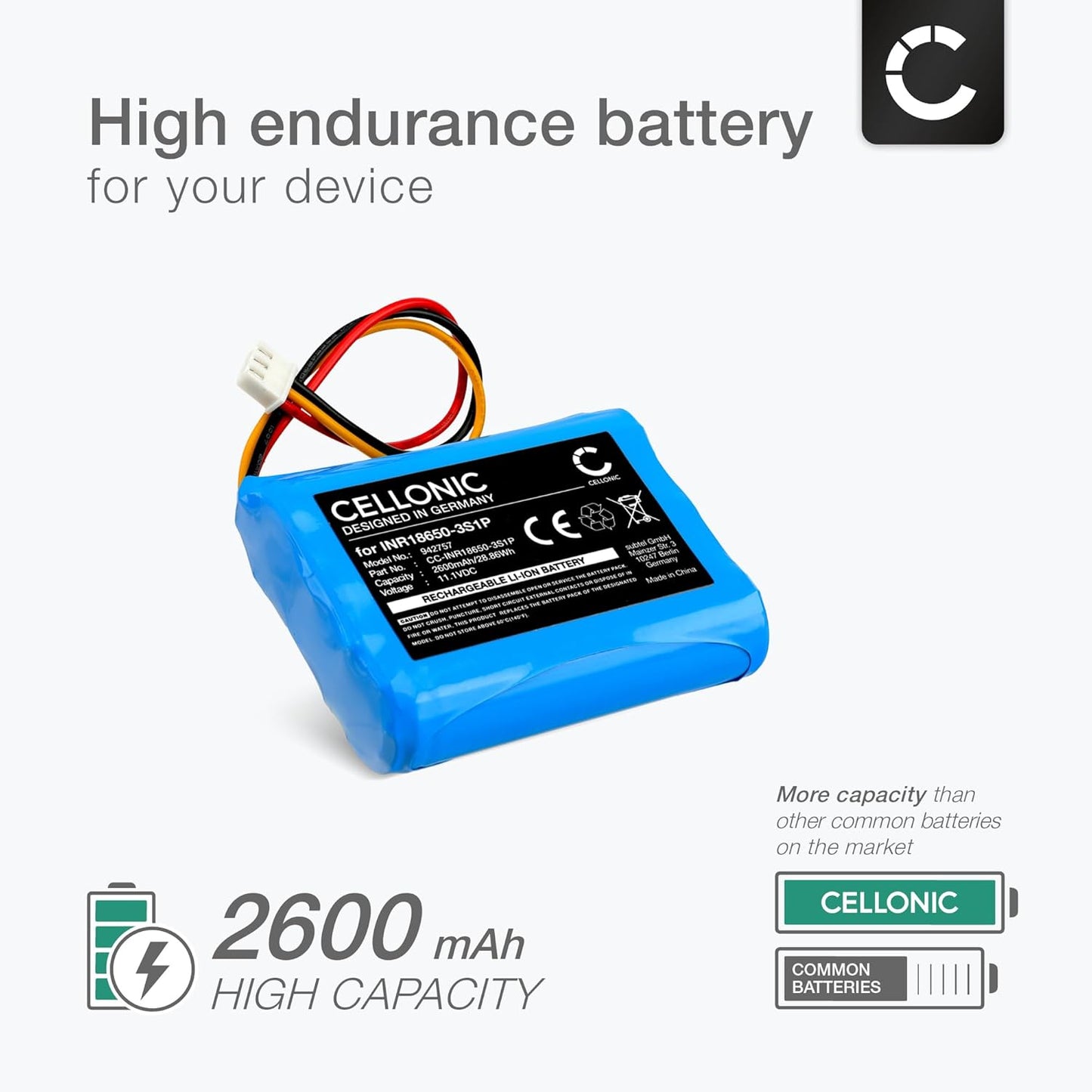 Ersatzakku für DOCKIN D Fine Lautsprecher, 2600mAh