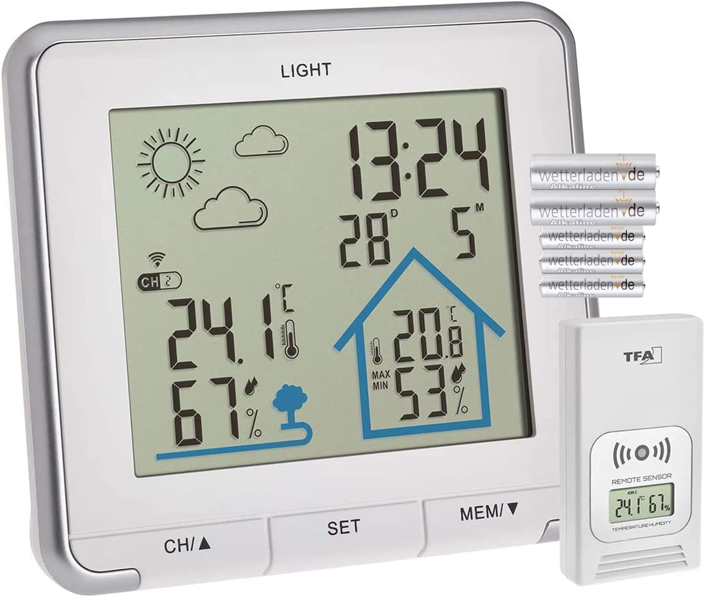 Funk-Wetterstation Life TFA 35.1153 mit Hintergrundbeleuchtung, weiss mit Batterien