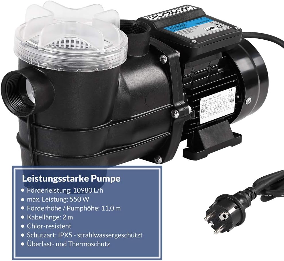 Filterpumpe, 10.980 l/h + Vorfilter