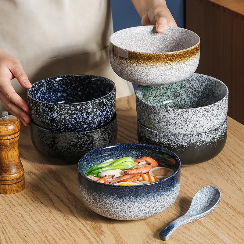 Keramik Ramen-Schüssel-Set mit Löffel & Stäbchen, Smaragdgrün