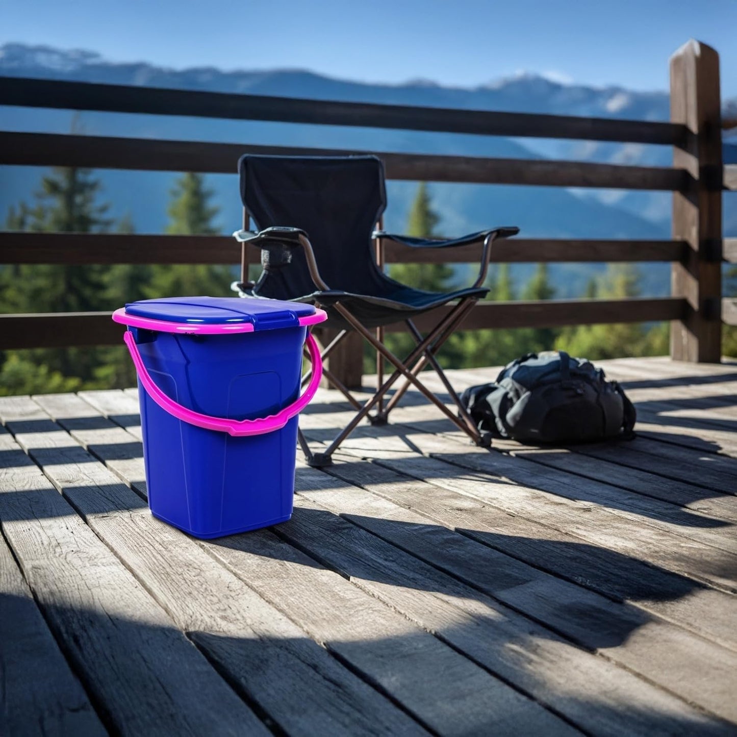 Mobile Campingtoilette, Blau / Rosa