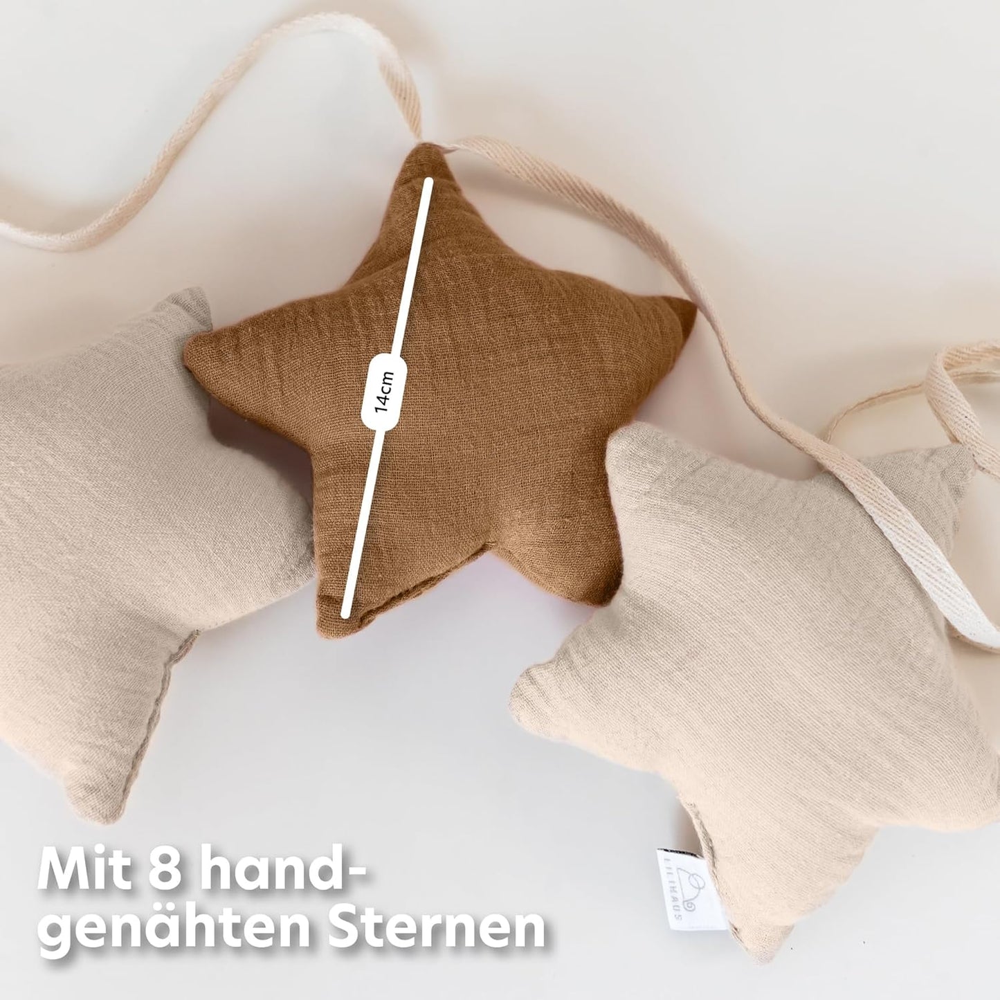 Sternenkette, Nougat & Hellbeige Sterne ohne Goldapplikation