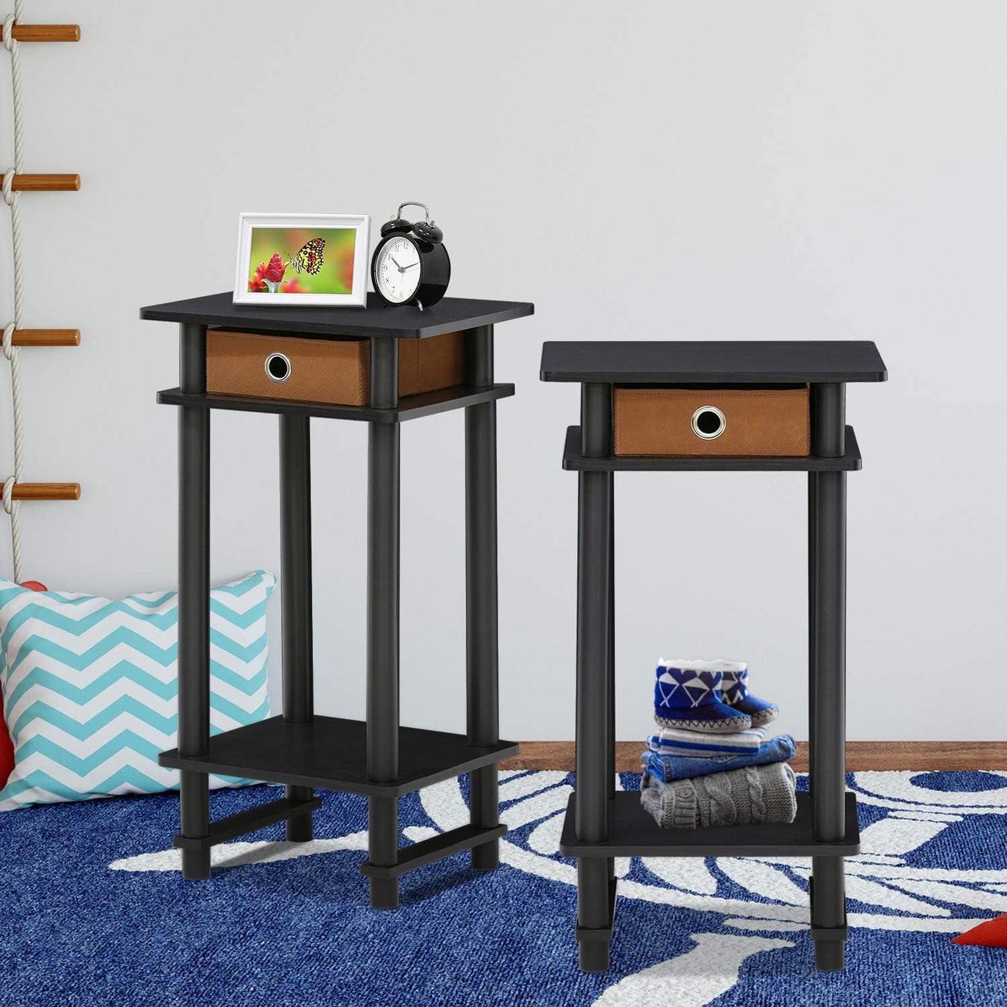 2er Set Beistelltisch, 2er Set Espresso/Braun
