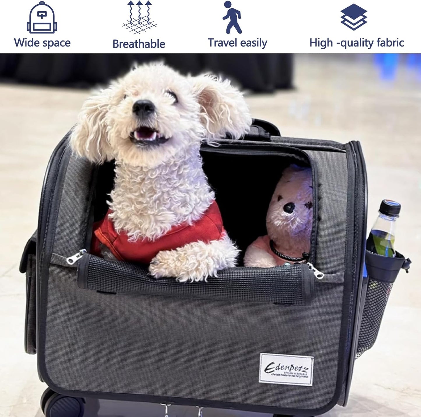 Reisetasche für Hunde mit Rollen, Grau